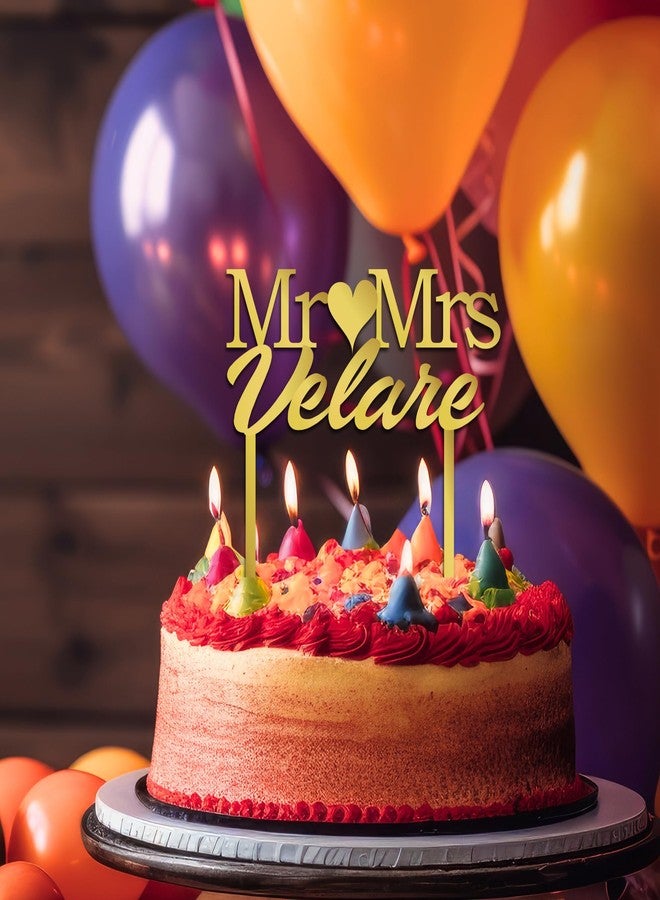 Yellow Nuts Personalised Cake Topper For Wedding Bride Groom Acrylic Golden Baby Shower Anniversary Props Cake Decor Decoration (Style 2) - Image 2